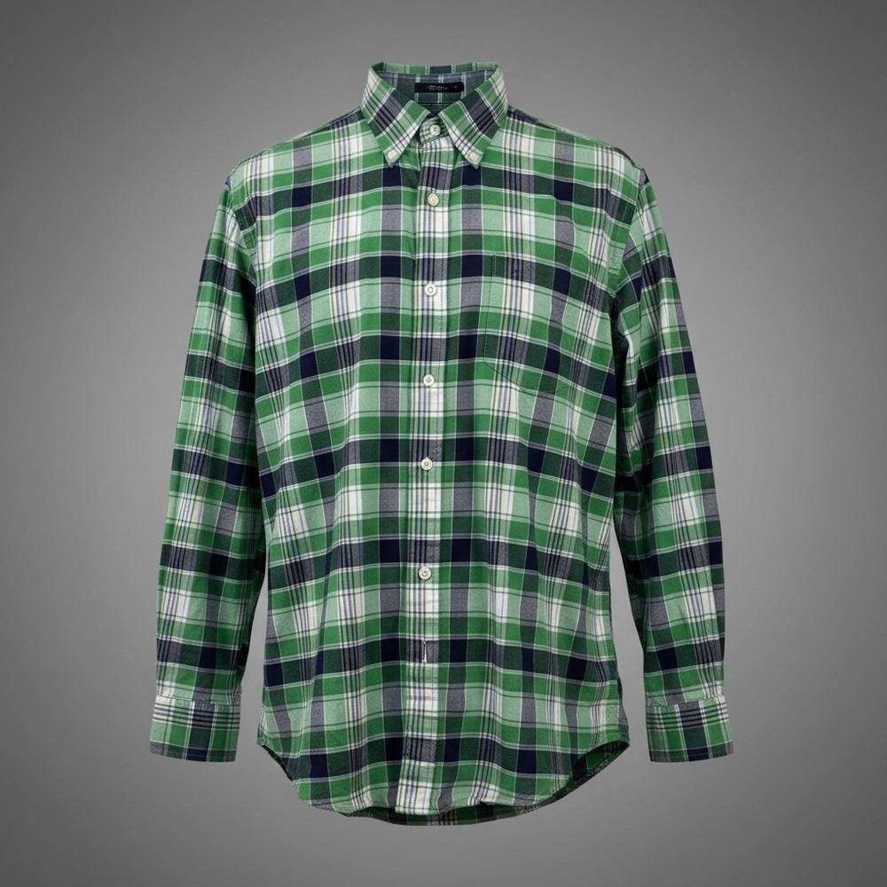 IZOD Men’s Green Plaid Button Down Shirt Size M Long Sleeve Classic Fit
